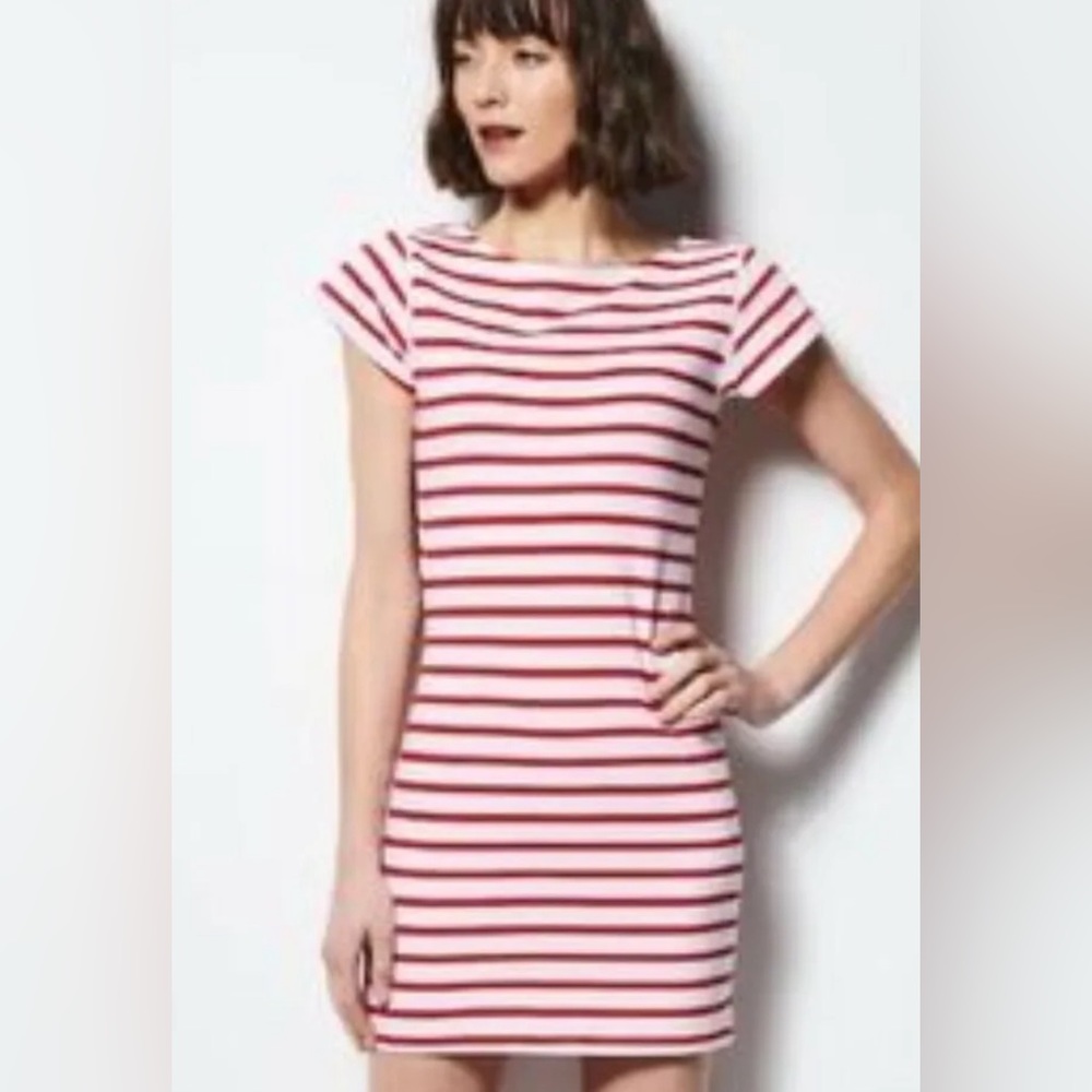 MILLY red/white stripe knit dress small preppy